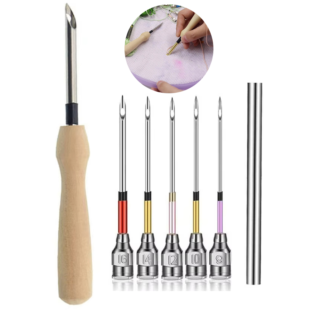 Punch Needle Kit - ชุดเครื่องมือปักผ้าแบบ Punch Needle 1 ชุด พร้อมด้ามไม้