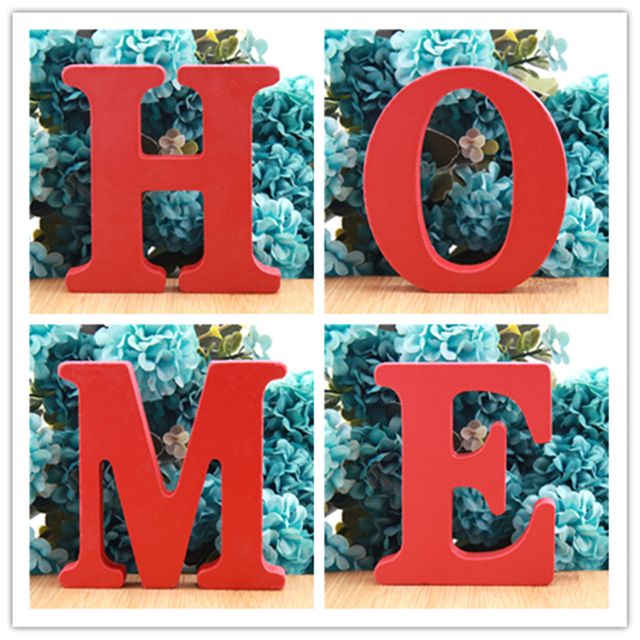 Art Craft Letter A - 1Pc 10CMX10CM สีแดงศิลปะหัตถกรรมฟรียืนหัวใจงานแต่งงาน Decor ตัวอักษรไม้ตัวอักษรภาษาอังกฤษ DIY