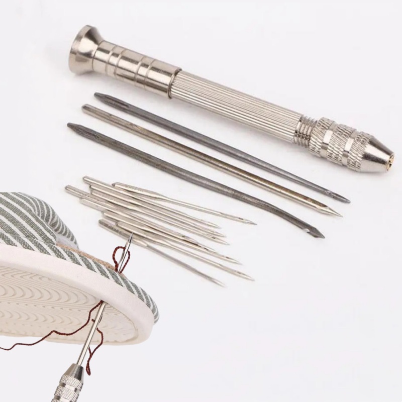Punch Needle Kit - หนังเย็บ Awl ชุดซ่อม-เปลี่ยนได้มัลติฟังก์ชั่น Punch เข็มสําหรับรองเท้าเย็บ DIY