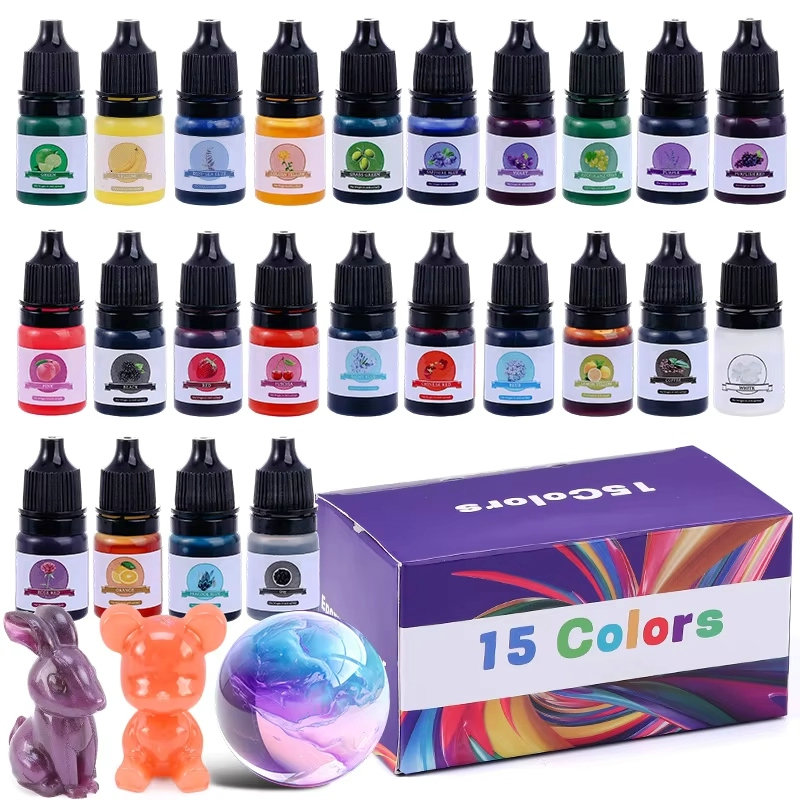 Resin Pigment Powder - สีผสมเรซิ่นอีพ็อกซี่ 24 สีสดใส สีผสมเรซิ่นอีพ็อกซี่ชนิดน้ำเข้มข้นสูง สีผสมเรซิ่นโปร่งแสงสำหรับงานศิลปะ DIY