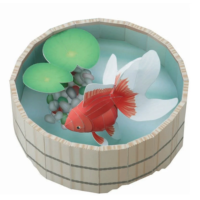 Art Craft Cardboard - ปลาทองปลา Origami Art Mini 3D พับกระดาษ