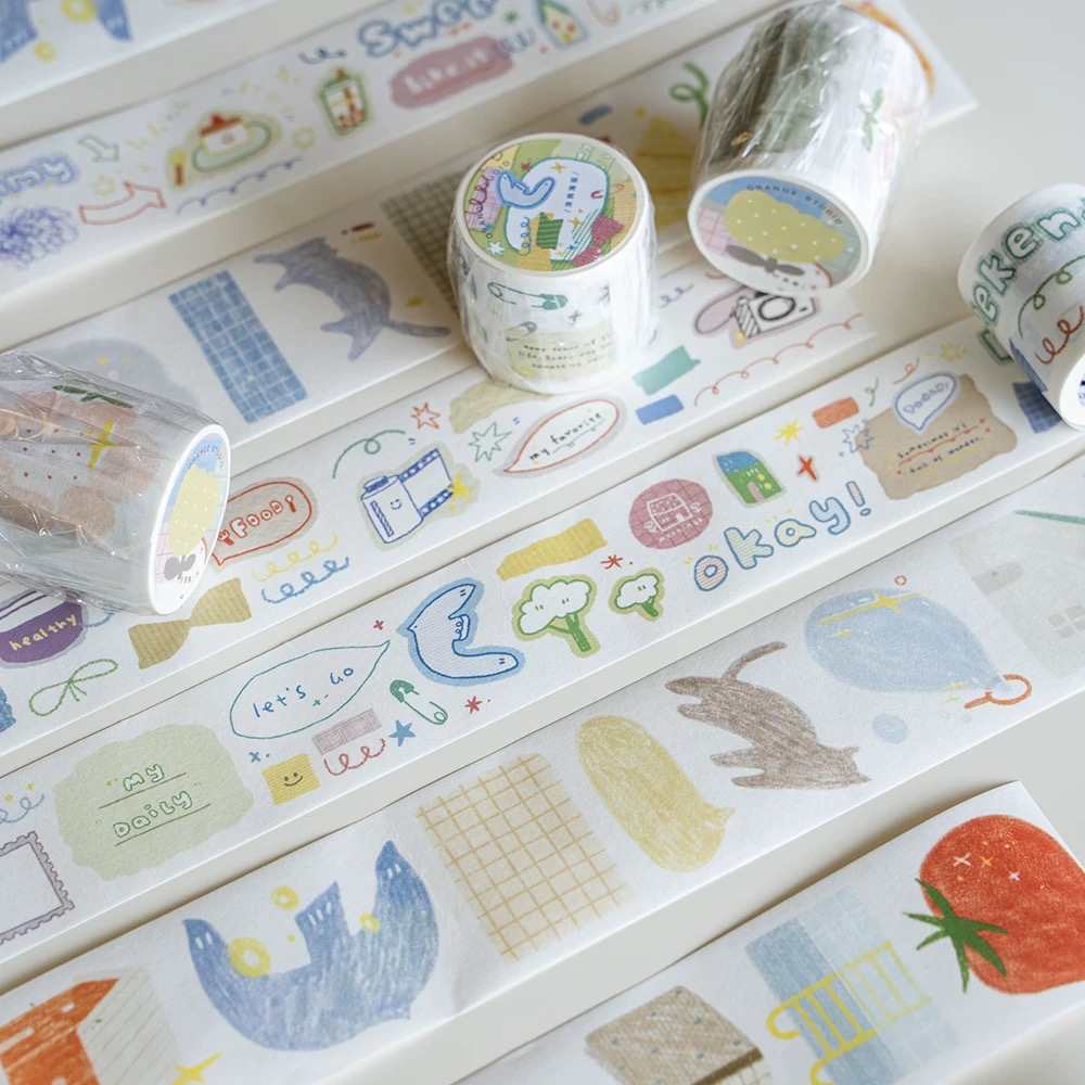Washi Tape Rolls - สีส้มสตูดิโอ Vintage Graffiti โปสเตอร์ม้วน Washi เทป