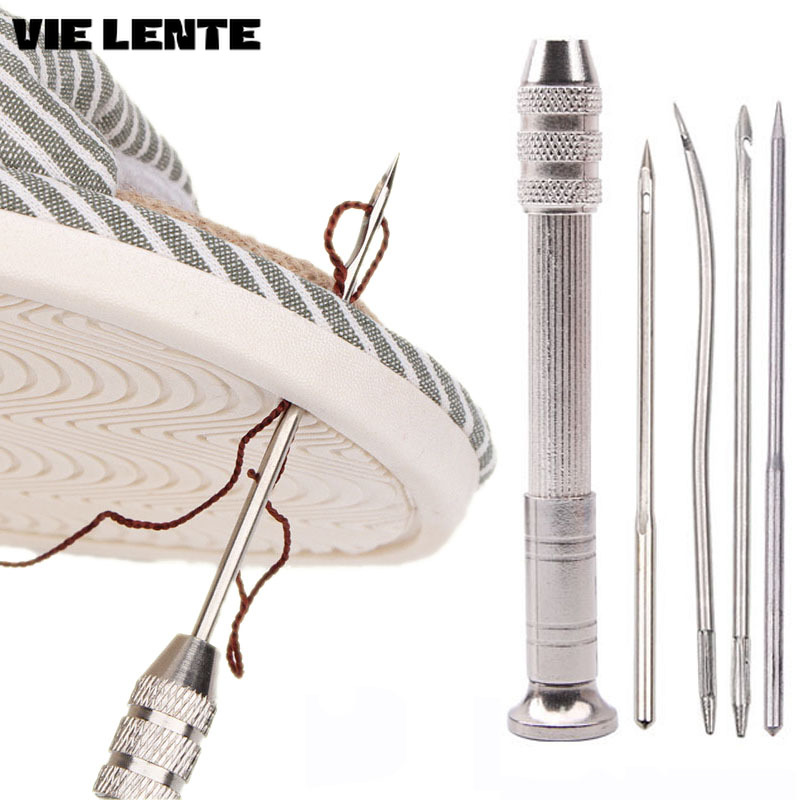 Punch Needle Kit - ชุดเครื่องมือซ่อมรองเท้า5ชิ้น, ชุดเครื่องมือซ่อมรองเท้า jahit kulit อเนกประสงค์เปลี่ยนได้เข็มเย็บแบบ DIY