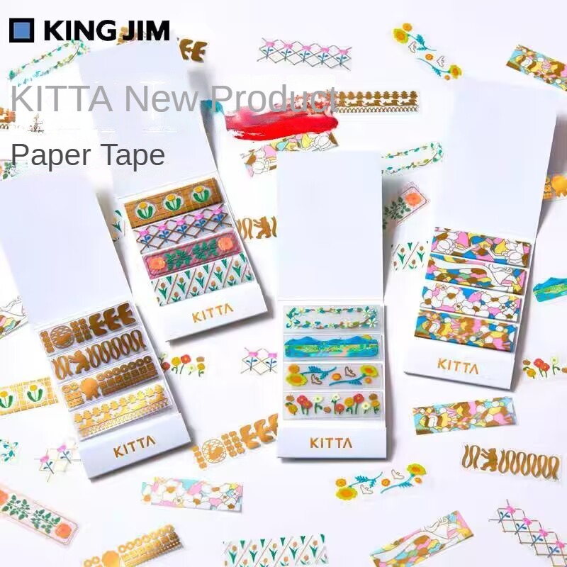 Washi Tape Rolls - Japan kitta เทปกระดาษวาชิขนาดเล็กน่ารักสำหรับตกแต่งงานประดิษฐ์ทำมือตกแต่งสดใสขนาดเล็กสติกเกอร์ใสที่วาดด้วยมือเทป