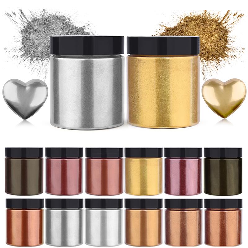 Resin Pigment Powder - เม็ดสีเงินประกายเมทัลลิก50กรัมเม็ดสีมุกสีย้อมสีย้อมยูวีเรซินอีพ็อกซี่ทำเครื่องประดับ