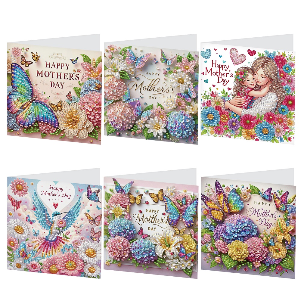 Art Craft Kit - 6 ชิ้นเพชรภาพวาดการ์ดอวยพรชุด, สุขสันต์วันแม่เพชรศิลปะหัตถกรรมซองเพชรการ์ดสําหรับฉลอง