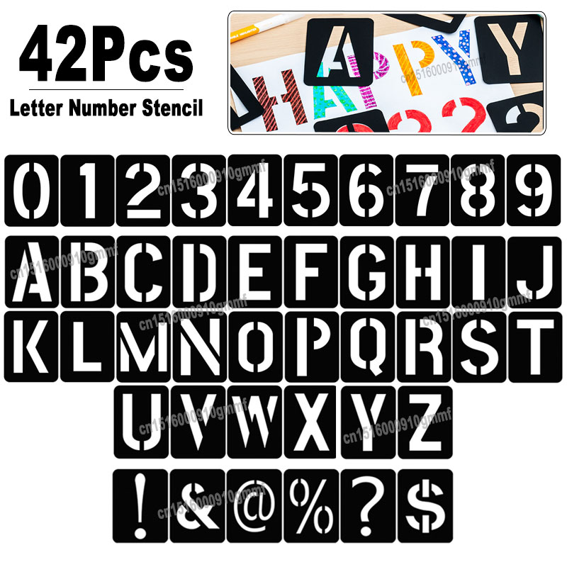 Art Craft Letter A - แม่พิมพ์พลาสติกแบบใช้ซ้ำได้42ชิ้นแบบลายฉลุสำหรับวาดรูปกราฟฟิตีศิลปะการตกแต่ง DIY แม่พิมพ์เทมเพลตสำหรับงานฝีมือ