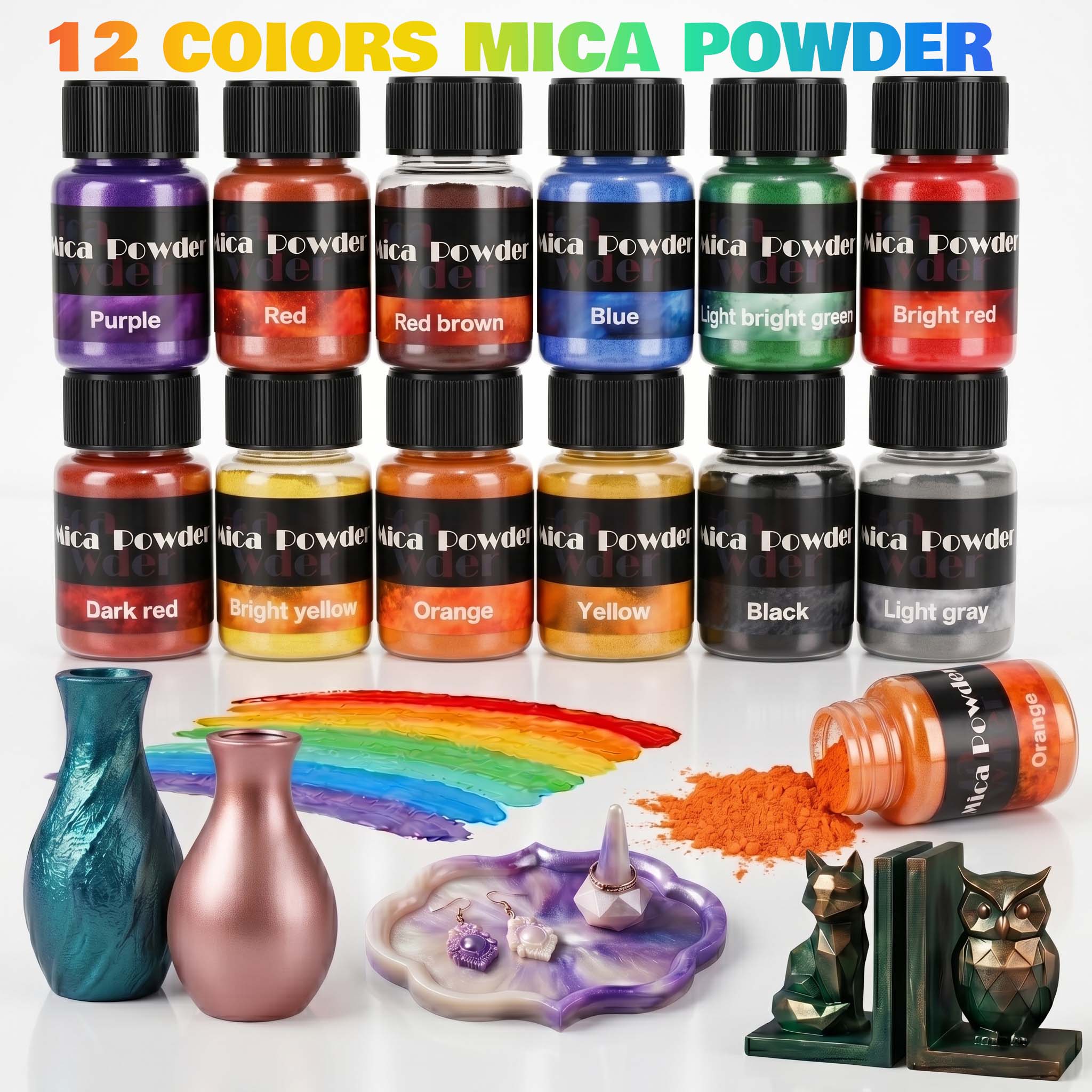 Resin Pigment Powder - ผงสียิปซัม 12 สี สำหรับงาน DIY งานเรซิ่น