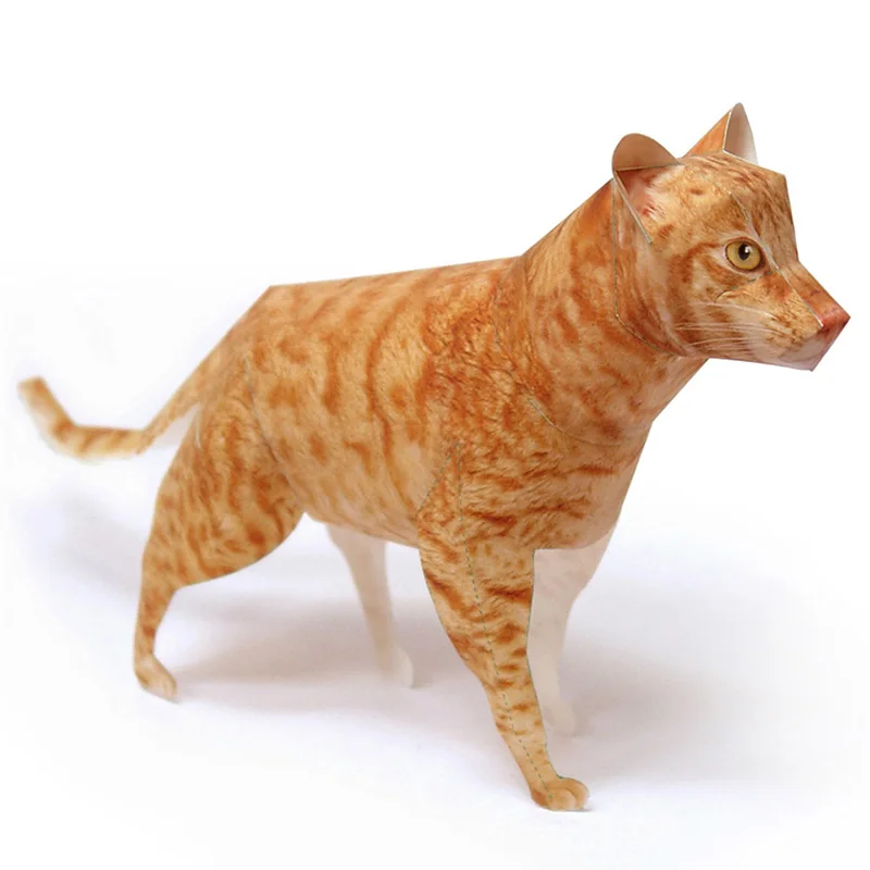 Art Craft Cardboard - Ocicat แมวสีส้ม Tabby Origami Art กระดาษสัตว์ที่สมจริง