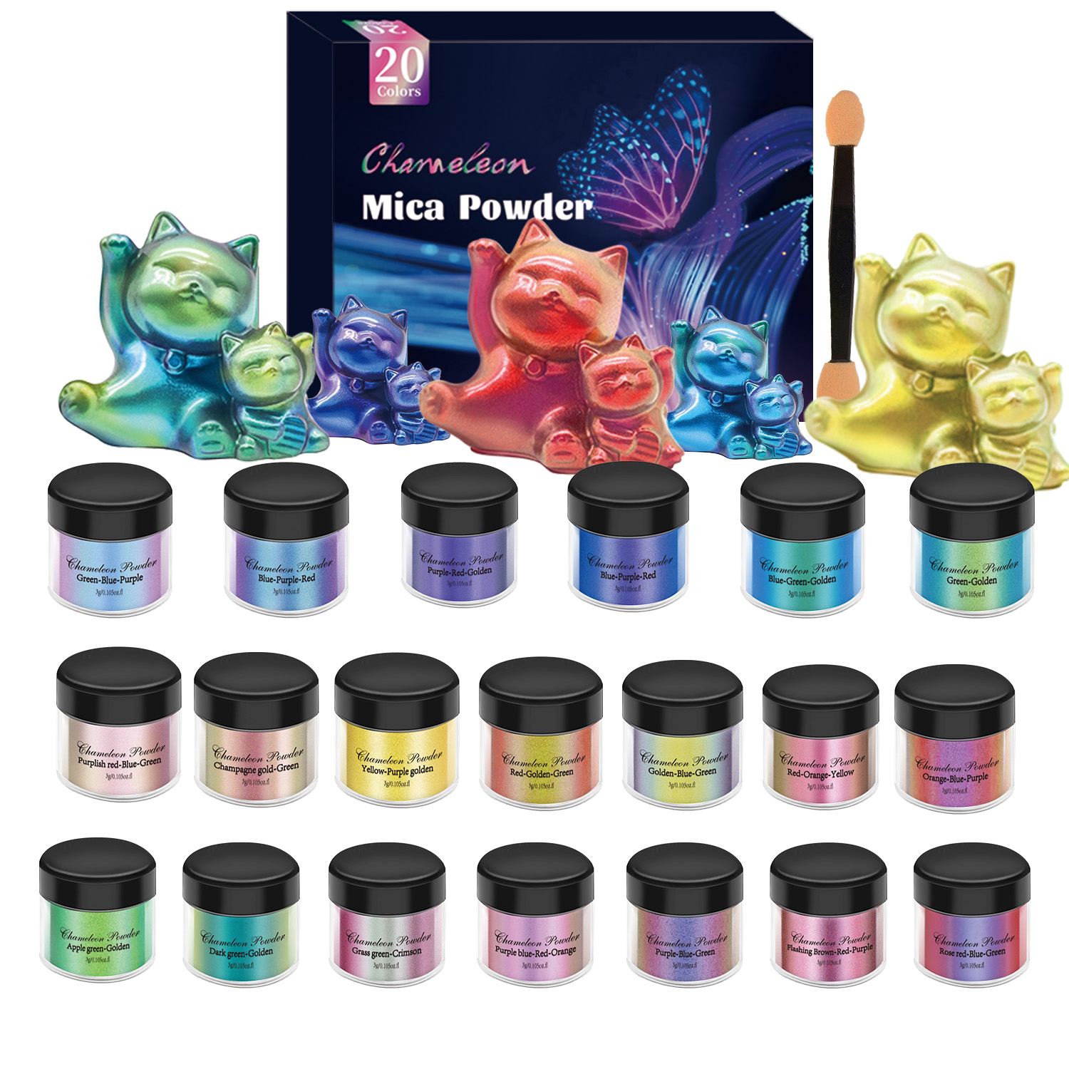 ชุดผงสีมุกเปลี่ยนสี 10/20 ชิ้น - Resin Pigment Powder บทวิจารณ์และราคา