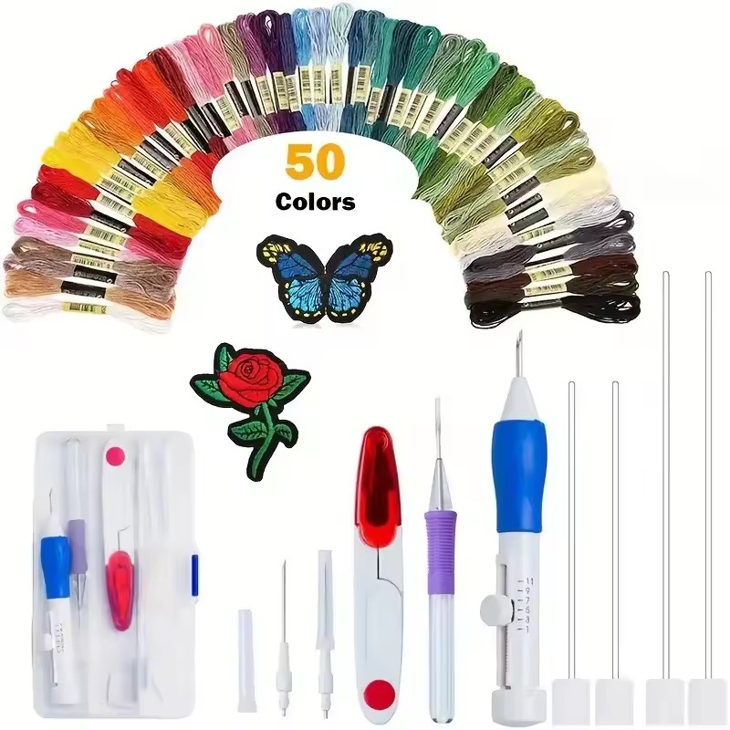 ชุดปักเข็มเจาะ 50 สี สำหรับผู้ - Punch Needle Kit บทวิจารณ์และราคา