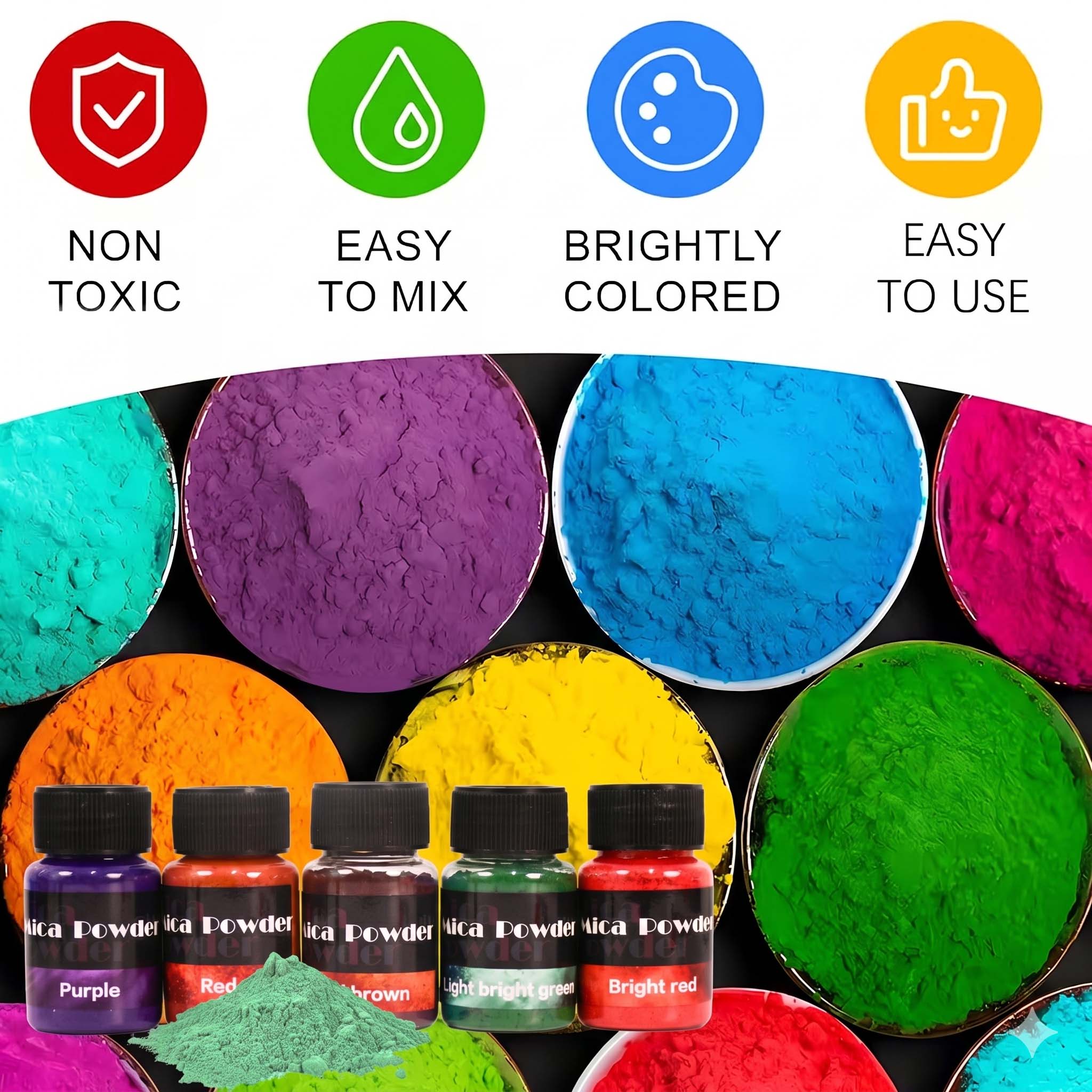 ผงสียิปซัม 12 สี สำหรับงาน DIY - Resin Pigment Powder บทวิจารณ์และราคา