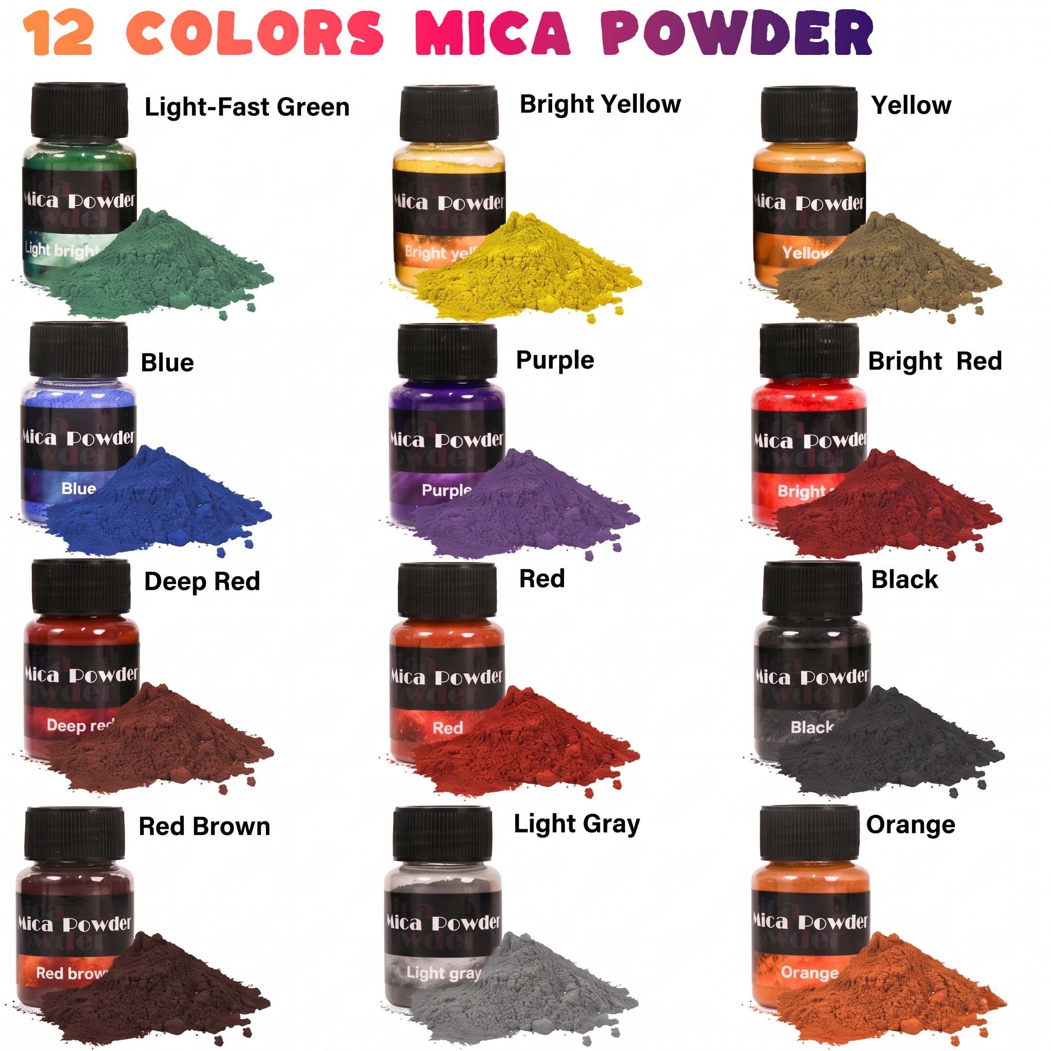 ผงสียิปซัม 12 สี สำหรับงาน DIY - Resin Pigment Powder บทวิจารณ์และราคา