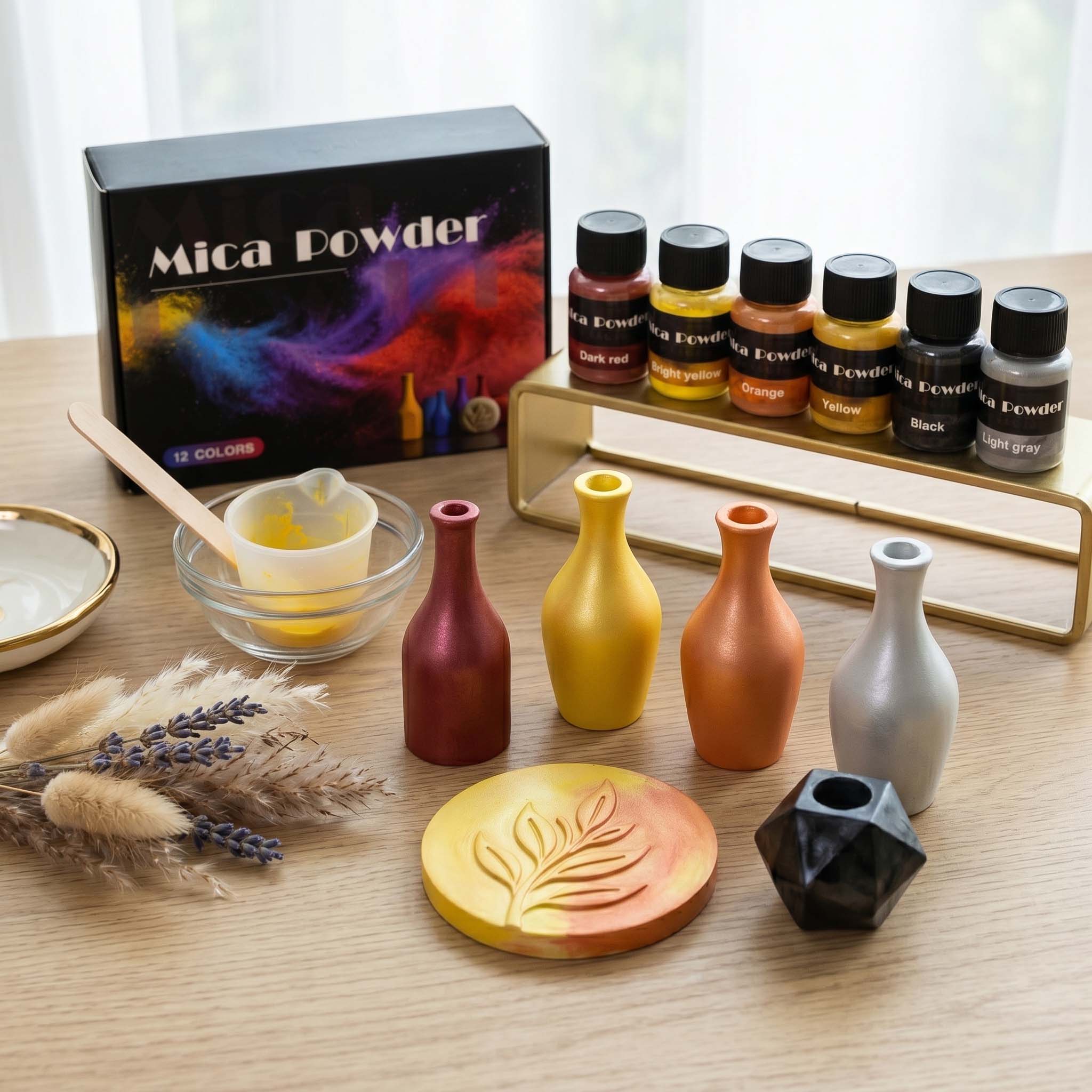 ผงสียิปซัม 12 สี สำหรับงาน DIY - Resin Pigment Powder บทวิจารณ์และราคา